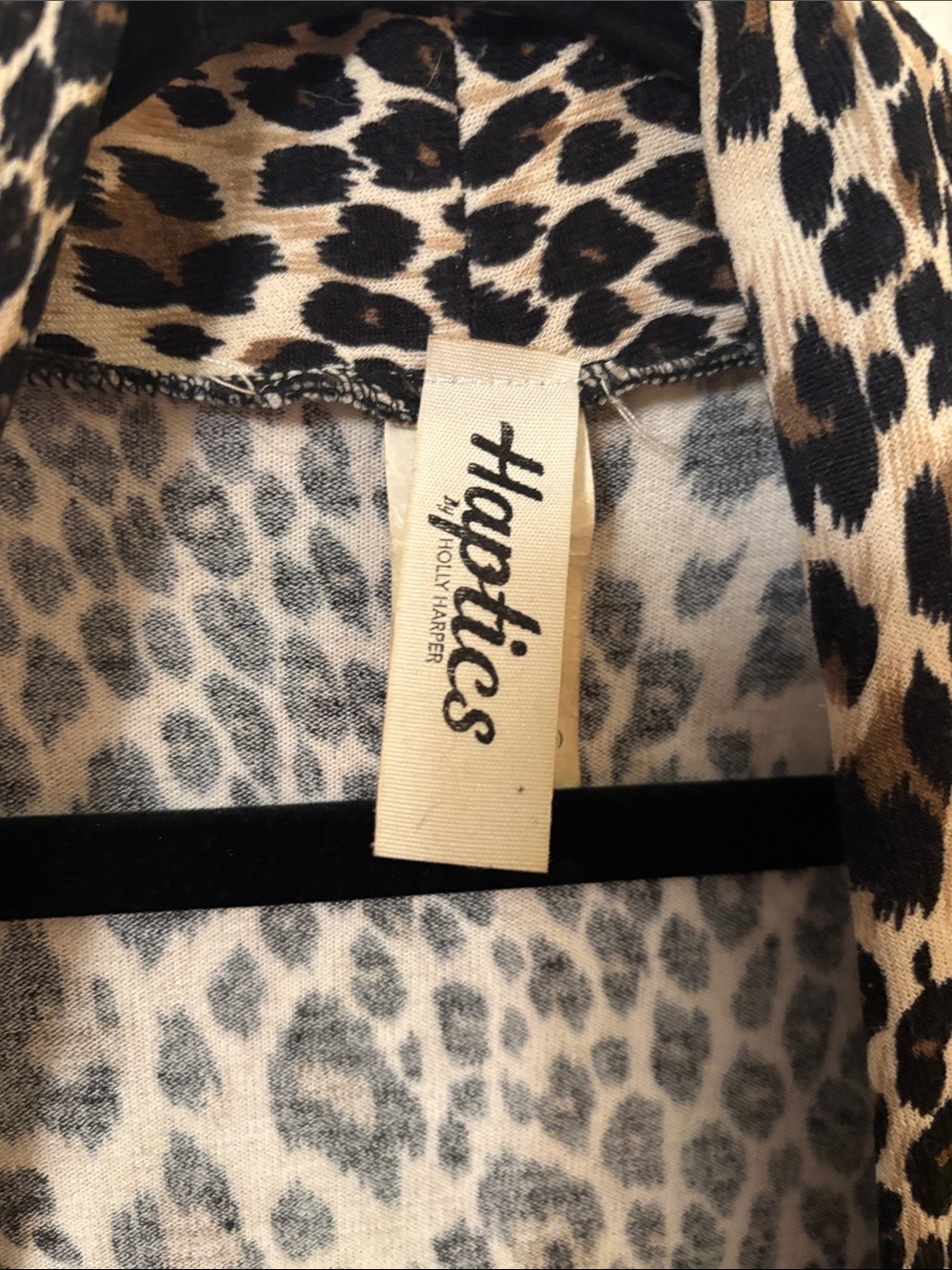 Leopard-Print Open-Front Robe Cardigan - Beige/Black - Picture 2 of 4